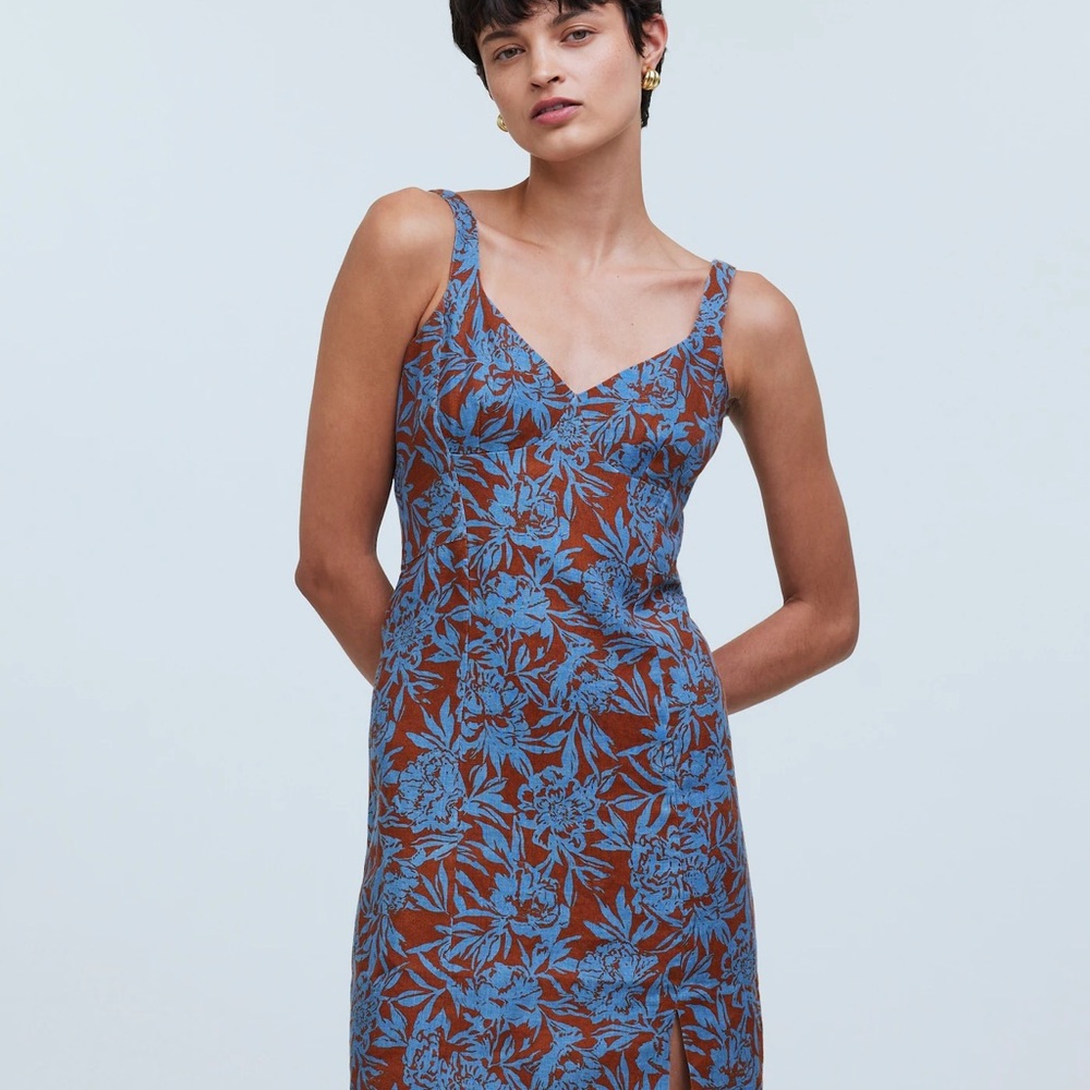 Madewell Floral Printer Linen Dress Size 6